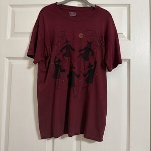 American Eagle Burgundy Halloween Witches Graphic Tee